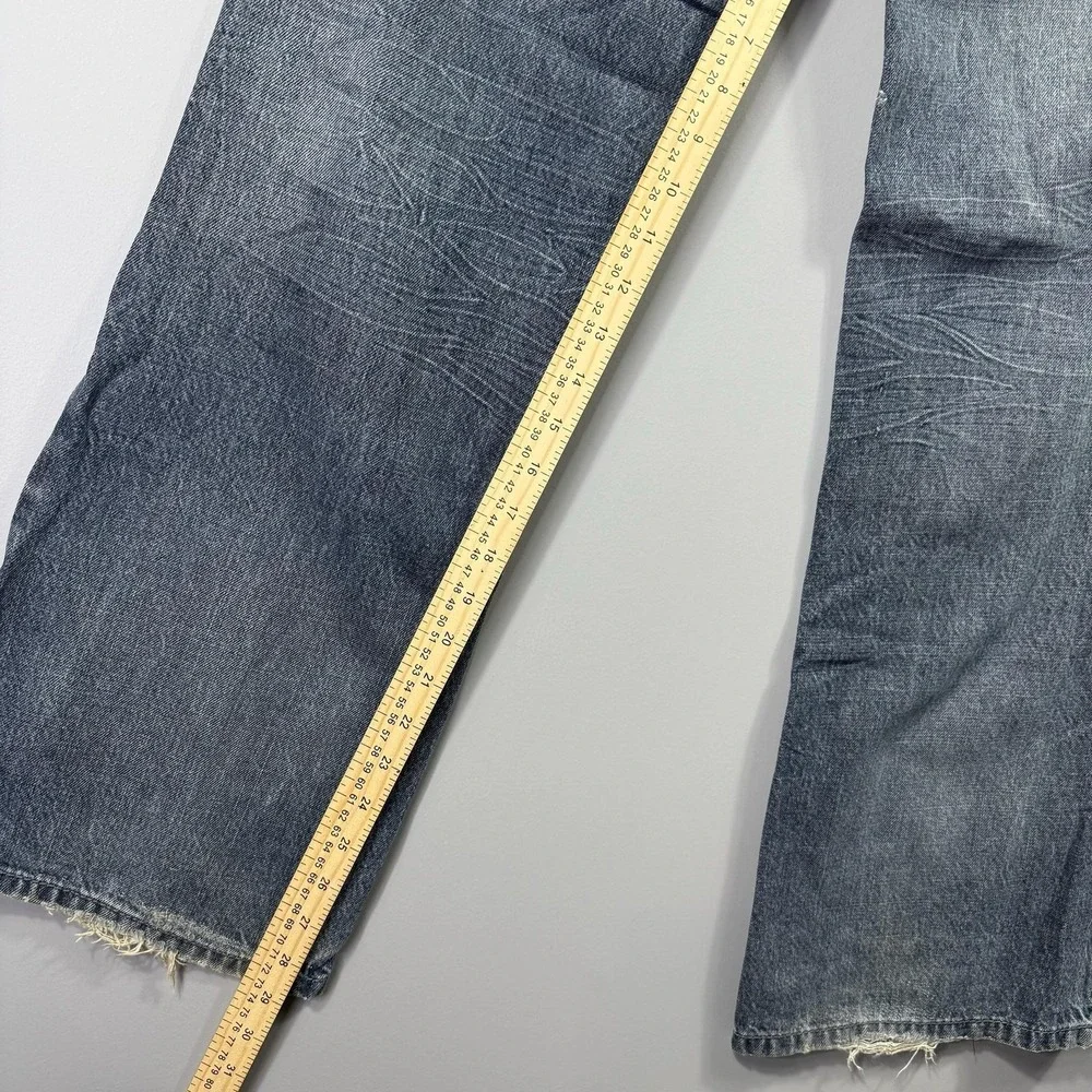 Marc Ecko Jeans Mens 34x32 Blue Medium Wash Denim Bootcut Embroidered Pockets